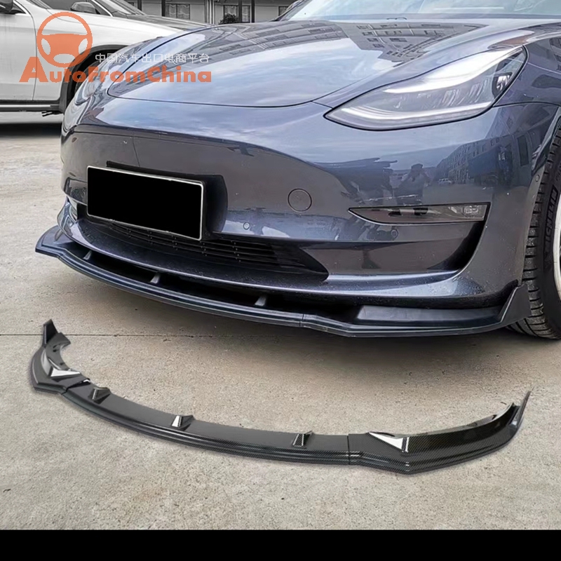 Tesla Model3 carbon fiber front shovel front lip surround decoration modification accessories anti-collision and anti-scratch  carbon fiber pattern, b