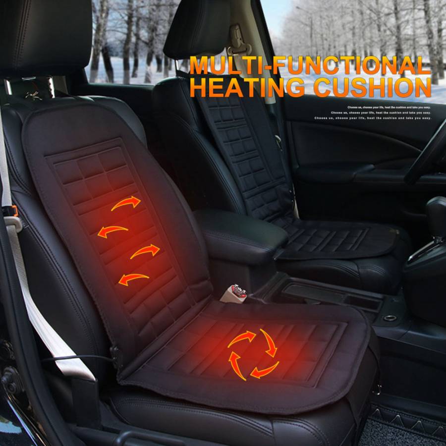 12V Universal Heated Seat Cushion cover with Temperature Control, Black